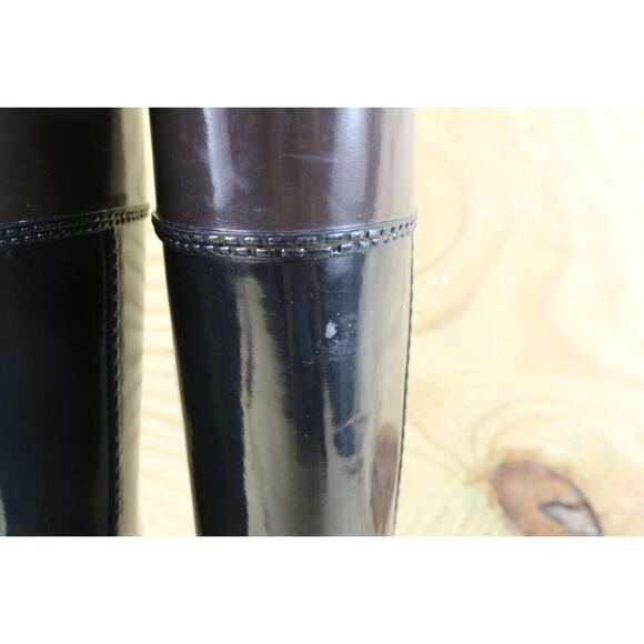 Michael Kors Boots Womens 9M Black Brown Multi Fulton Harness Rain Boots Tall - Picture 8 of 10